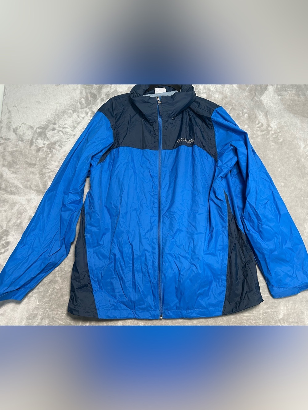Columbia Windbreaker Jacket Mens Large Blue Nylon Lightweight Packable